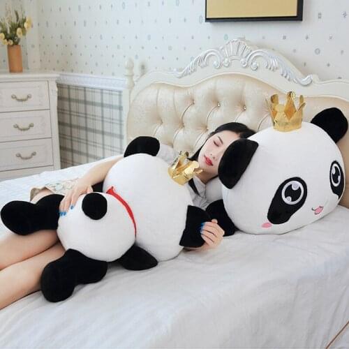 Cute Crown Panda Plush Toys Hobbies Cartoon Lying Panda Stuffed Toy Dolls For Children Boys Baby Birthday Christmas Gift 35/55cm