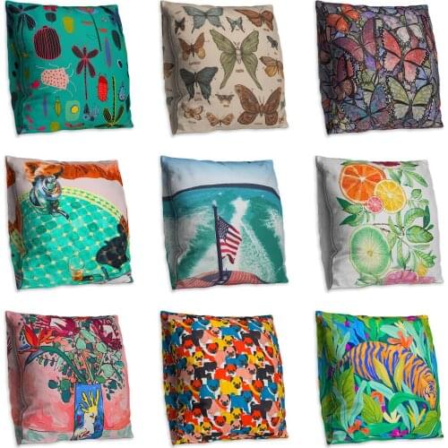 Cute Color Double Side Print Cushion Cover Polyester Decorative for Sofa Seat Soft Throw Pillow Case Cover 45x45cm Home Decor