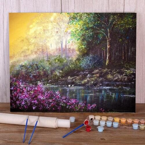 Natural Scenery Floral Waters Painting By Numbers Complete Kit Oil Paints 50*70 Paiting By Numbers Wall Decoration Wholesale
