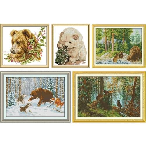 Cross Stitch kits Forest Bear Animal Counted Stamped Home Decor Embroidery cross stitch kit cross stitch cross stitch set