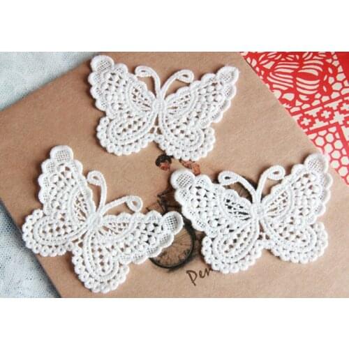 DIY Clothing Patches Fallout Lace Apparel Accessories White Cotton Butterfly Embroidery Lace Patch 7cm*5cm