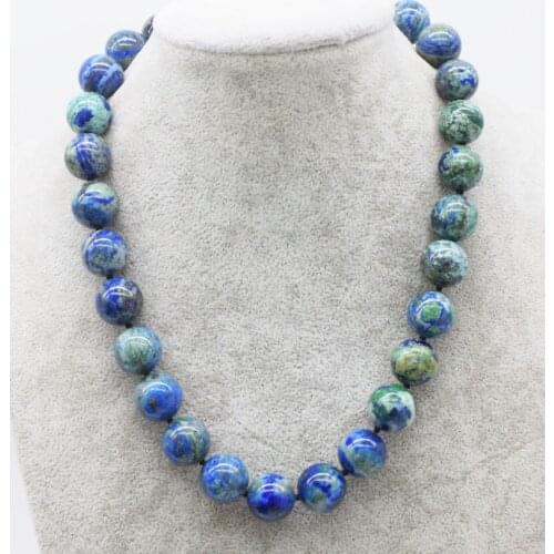 Lapis lazuli Malachite round blue green 10/12/14mm necklace FPPJ wholesale beads nature 17inch beads wholesale