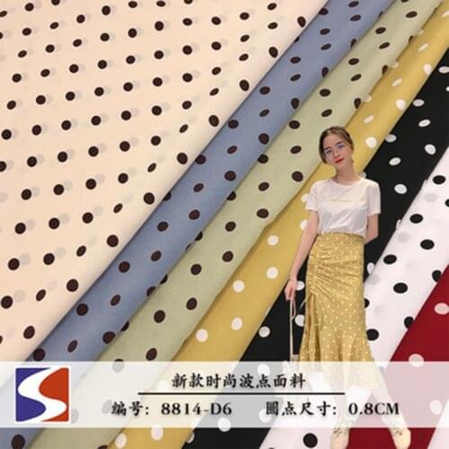 100 *150 Cm Polka Dot Print Girls French Retro Dress Shirt Clothing Fabric Elastic Wrinkle Temperament Fashion Textile Cloth