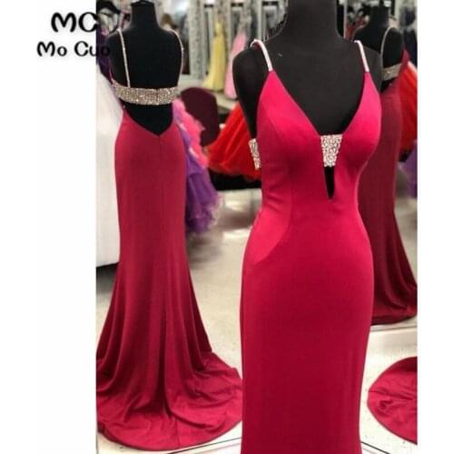 Stunning 2019 Ready Ship Evening Dresses Long with Beading V Neck Spaghetti Straps Chiffon Women Evening Dresses