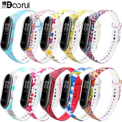 BOORUI mi band 3 strap Comfortable Colorful mi band strap with varied flowers printing for xiaomi miband 3 smart bracelets