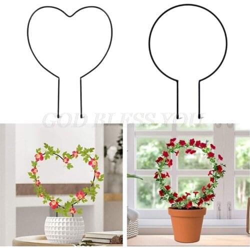 Black Metal Garden Trellis for Climbing Plants Flower Vegetables Rose Vine Heart and Round Shape Plant Trellis Drop Shipping