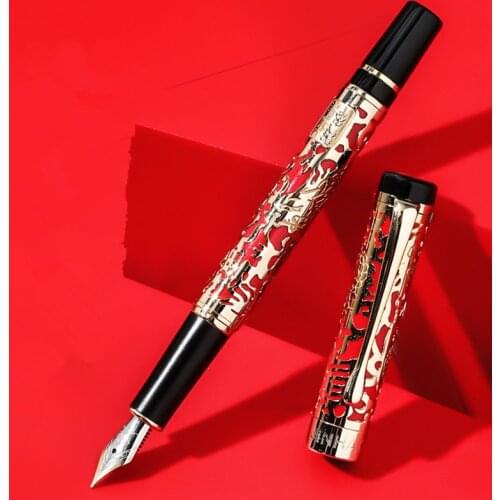 High Quality Jinhao 5000 Metal Dragon Fountain Pen Luxury 0.5MM F Nib Ink Pens for Writing Office School Supplies