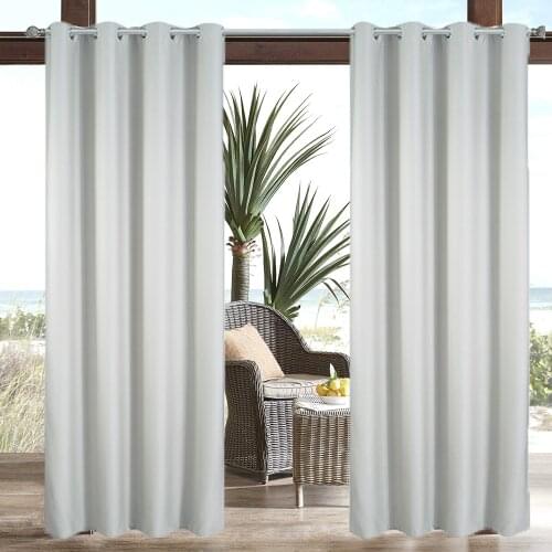 Outdoor Curtains Waterproof Rustproof Silver Grommet Porch Decor Thermal Insulated Curtain for Patio Outdoor Open-air Film