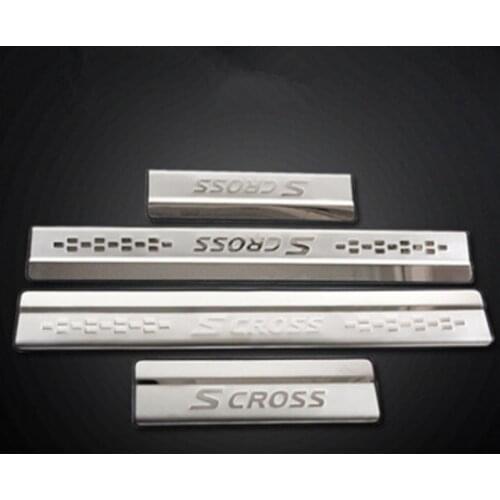Car styling sticker for suzuki sx4 scross s-cross s cross 2017 2018 accessories door sill scuff plate protector guard 2014-2018