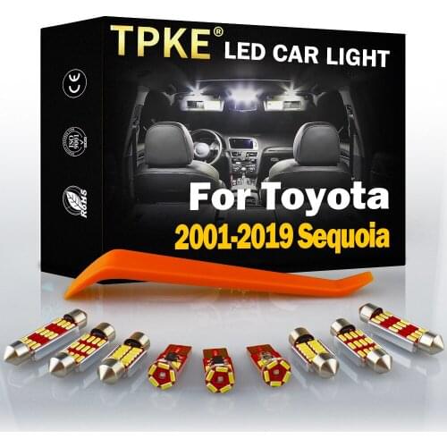 TPKE For 2001-2019 Toyota Sequoia Car Accessories Canbus Error Free LED Interior Reading Light Kit Map Dome License Plate Lamp