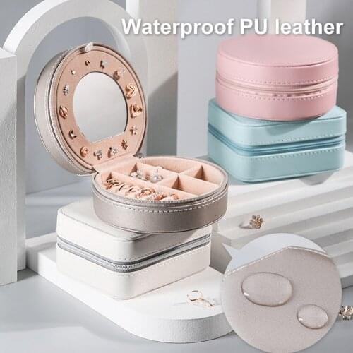 3 Layer Durable Jewelry Storage Box Waterproof Jewelry Box Case With Mirror Table Organizer For Rings Earrings Necklace Bracelet