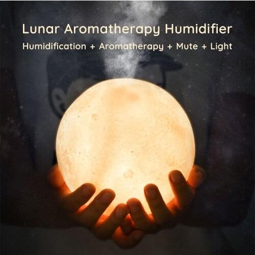880ml Rechargeable USB Moon Ultrasonic Air Humidifier Gift 10ml Aroma Essential Oil Diffuser Air Purifier Aromatherapy Car Home