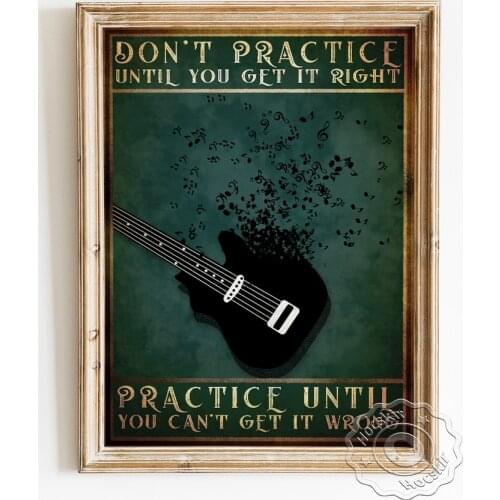 Positive Energy Quotes Vintage Poster, Black Guitar Pattern Canvas Painting, Inspiring Wall Picture, Music Classroom Home Decor