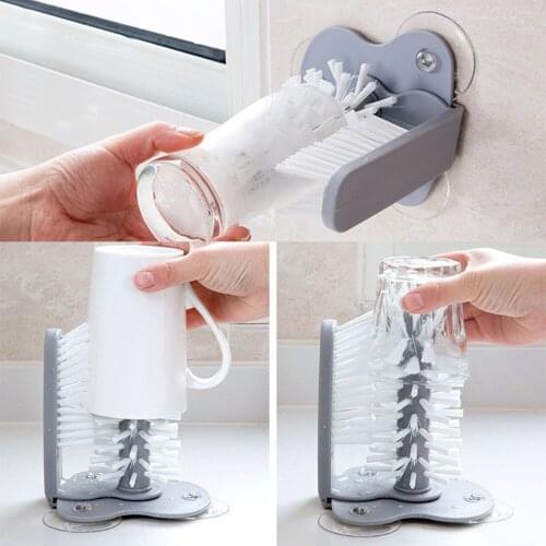 Glass Cleaning Brush Kitchen Rotating Water Cup Tea Cup Brush Suction Wall Lazy Cup Brush Rotating Cup Teacup Brush