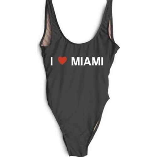 Wackdaria 2018 new sexy one-piece swimsuit women swimwear letters customize I love MIAMI without pad maillot de bian femma suit