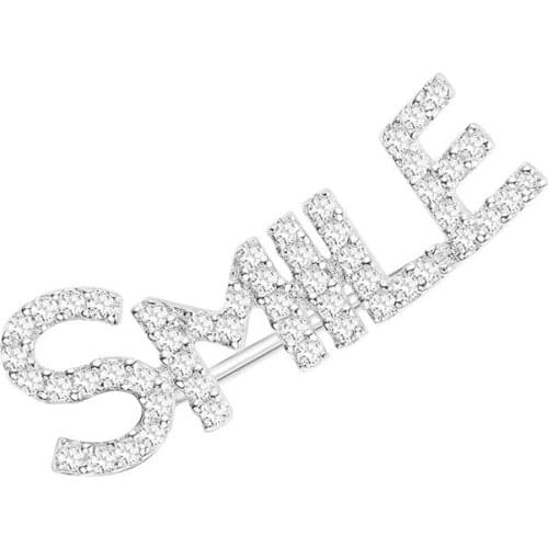 SLJELY Luxury Brand 925 Sterling Silver SMILE Letter Earring Micro Cubic Zirconia Stones for Women Girls Fashion Party Jewelry