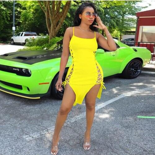 Black White Lace Up Hollow Out Bandage Dress for Women Spaghetti Strap Sleeveless Vestidos Streetwear Club Dress Y2K Clothing