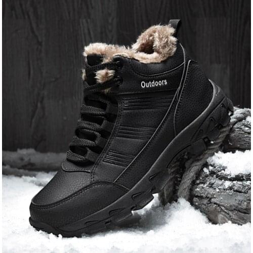 Winter Men Ankle Boots Leather Tactical Shoes Anti-Skidding Walking Sneaker Footwear Hombre Warm Wear Resisting Hiking Shoes