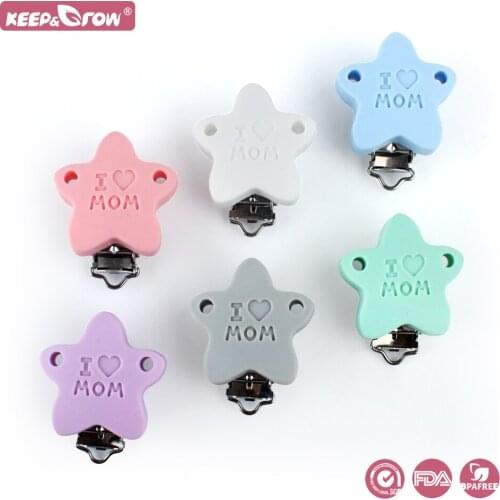 Keep&Grow 10Pcs Star Hole Silicone Clips Prevents Baby From Suffocating Childrens Molar Period Pearl Decoration Pacifier Chain