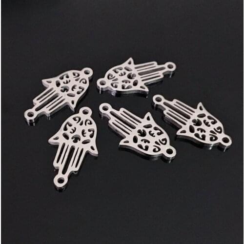 10pcs Buddha Hand Stainless Steel Charm High Polished Stainless Steel Accessory Pendant for DIY Jewelry Making