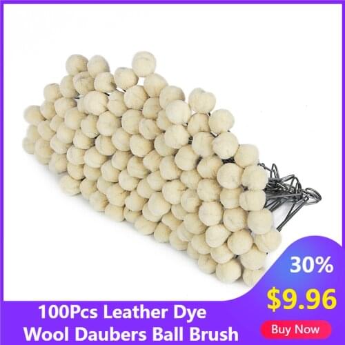 100Pcs Leather Dye Wool Daubers Ball Brush for DIY Crafts Dauber Dyeing Applicator with Metal Handle for DIY Crafts Projects