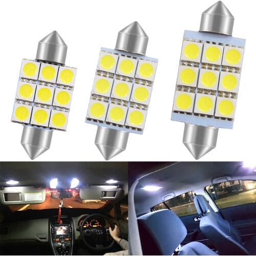 10X White 5050 9Led C10W C5w Parking Door Festoon Dome backup Lamp 36mm 39mm 41mm DC12V Car Led Door Reading Tail Lamp Turn Lamp