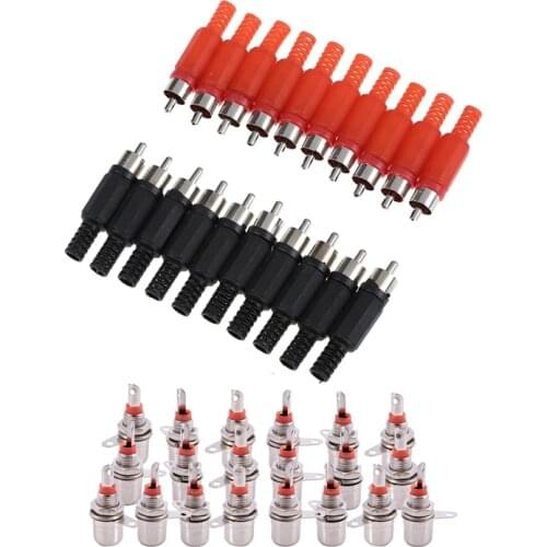 LBER 20Pcs Solder RCA Plug Male Audio Video Adapter Connector & 20 Pcs Jack Panel Mount RCA Female Socket Connectors Adapter