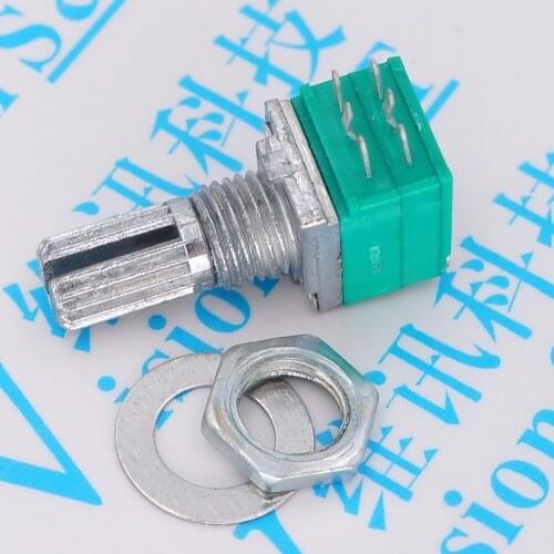 25pcs B5K B10K B20K B50K B100K potentiometer 6P double volume potentiometer 10k RV097 no switch 15mm handle amplifier