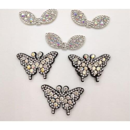 30pcs/lot Butterfly and angel wing Shape with Shiny diamond Padded appliques for headwear decoration handmade hair accessories