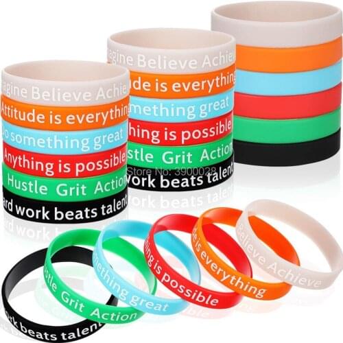 300pcs Motivational Studying Competing Working silicone wristband Personalized Rubber bracelets Sports Gifts shipping by DHL A