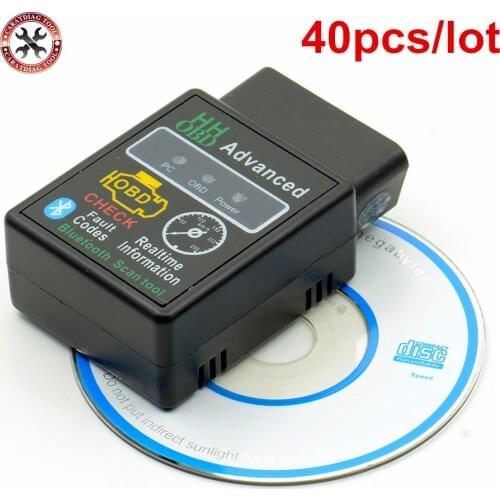 40pcs/lot HH OBD Advanced OBDII OBD2 ELM 327 Mini ELM327 V2.1 Bluetooth Auto Car Diagnostic Scanner code reader hot selling