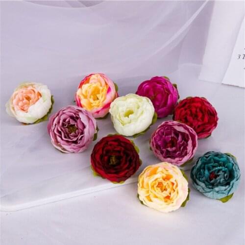 5pcs DIY Craft Artificial Silk Peony Flower Heads Big Pink Red Purple Fake Flowers Mix Wedding Party Backdrop Wall Decoration