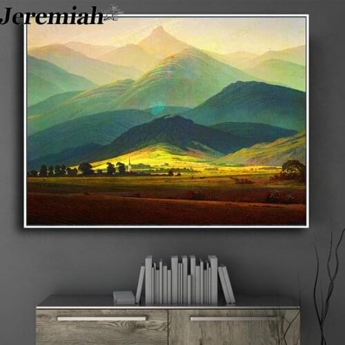 Abstract Landscape Canvas Poster Village Architecture Painting Wall Art Forest Picture Print Nordic Home Living Room Decoration