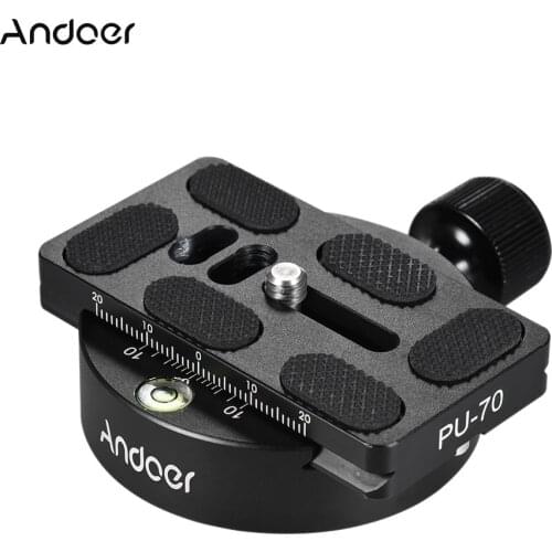 Andoer KZ-40 Universal Aluminum Alloy Tripod Head Disc Clamp Adapter w/ PU-70 Quick Release Plate Compatible for Arca Swiss