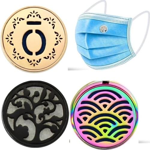 Stainless Steel Face Aroma Clip Tie Buckle Cufflink Brooch Diffuser Locket Magnetic Essential Oil Jewelry For Women Men Kid Gift