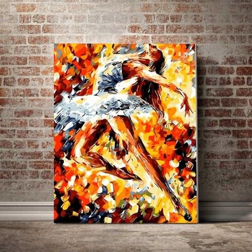 Ballet dancers multicolor colorful one-legged rotating jumping dance decorative painting abstract painting DIY digital painting