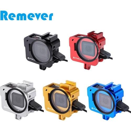 CNC Aluminum Alloy Protective Case with 52mm Filter Cold Shoe Cover Housing for GoPro Hero 5 6 7Black Action Cameras Accessories
