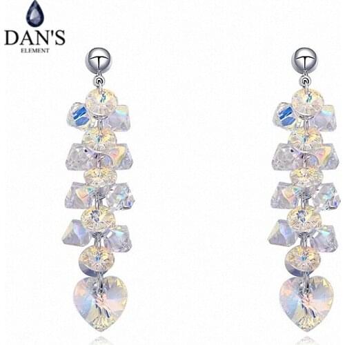 DANS ELEMENT 2 Colors Real Austrian Crystals Fashion Flower Dangle earrings for women New 111701crystalAB