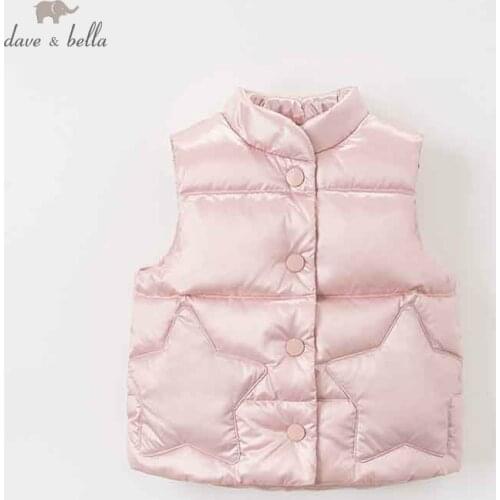 DB8607 dave bella autumn winter baby girls sleeveless lovely coat children high quality coat kids light gray vest 1 pc