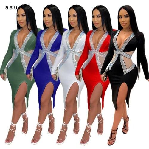 Women Sheath Sequin Dress 2021 Sexy Outfit Ladies Vintage Clothing Female Bodycon Party Night Cocktail Gothic Accessories M2954
