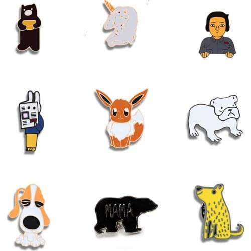 Cartoon Animal Pin Collection Mouse Horse Bear Dog Rabbit Squirrel Brooch Lapel Enamel Pin Jewelry Best Friend Custom Badge Gift
