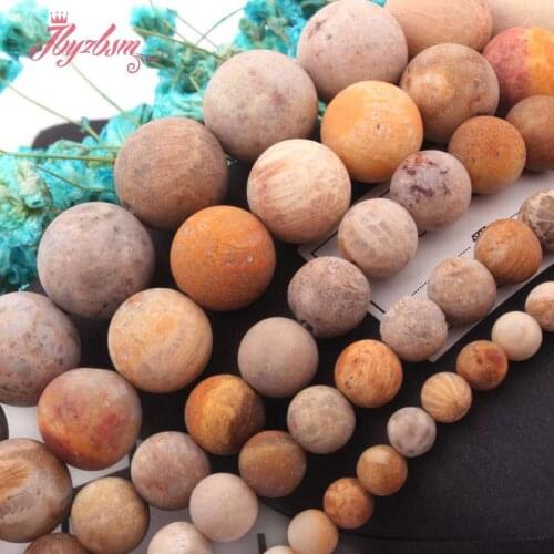 Natural Coral Agates Round Frost Matte Spacer Loose 6/8/10/12MM Stone Beads For DIY Necklace Bracelets Jewelry Making Strand 15"