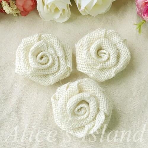 Ivory White Burlap rose Rustic Wedding Baby shower Anniversary Party Home party Tea Party Children DIY Decoration