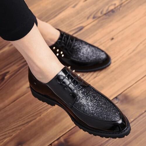 Fuhaobang Men's Patent Leather Shoes