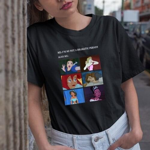 T-shirts Women Summer New Products Harajuku Dropship Disney Princess Fashion Printing Outdoor Cartoon T Shirts Female Comfortabl