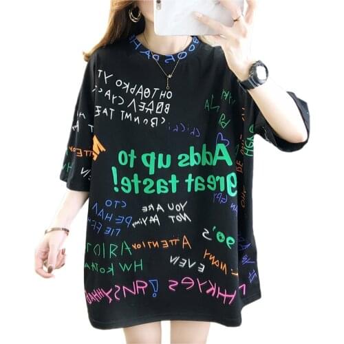 Letter Print Harajuku Women tshirt Casual Funny t shirt Loose Korean Style Oversized T-shirt Streetwear Hipster Female Tee Tops