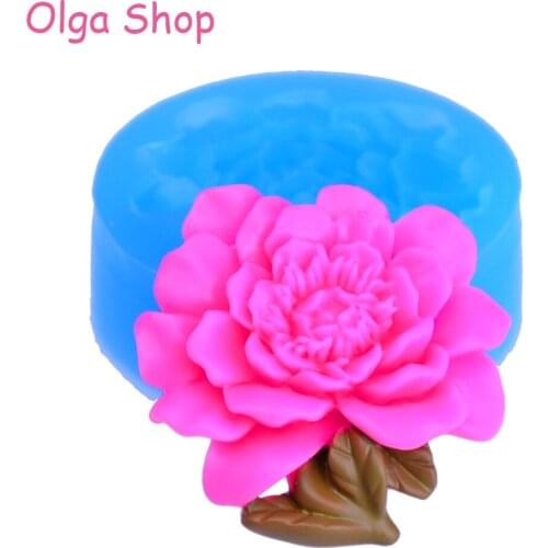 HYL156 Flower with Leaves Silicone Mold Sugarcraft Cake Decorating Cupcake Topper Gum Paste Icing Candy Resin Soap