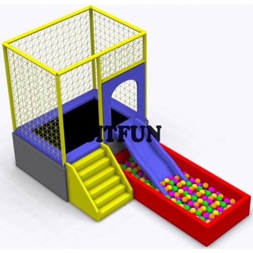 Customize mini size children indoor trampoline park with slide and ball pit;kids home backyard playground TP-002A