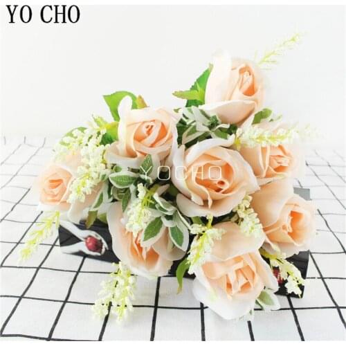8 Heads/Bundle Rose Peony Artificial Silk Flowers Fake Leaf Foam Cereal Bouquet Vases for Home Party Wedding Decor Fake Plant