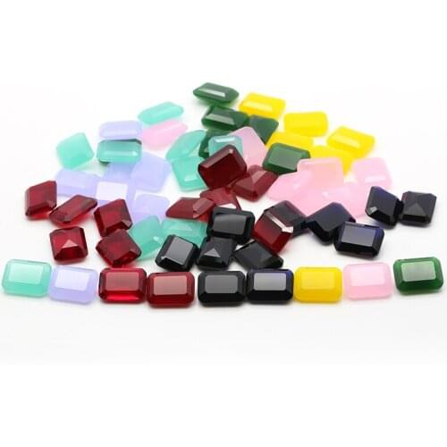 Hot sale New productRectangle cut shape colour glass gems polishing glass stones for jewelry